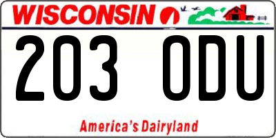WI license plate 203ODU