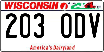 WI license plate 203ODV