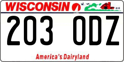 WI license plate 203ODZ