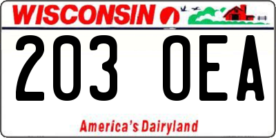 WI license plate 203OEA