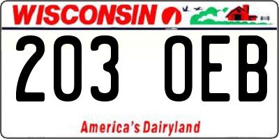 WI license plate 203OEB