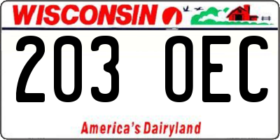 WI license plate 203OEC