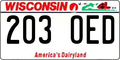 WI license plate 203OED