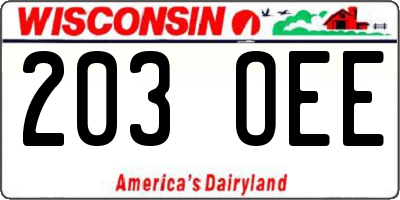 WI license plate 203OEE