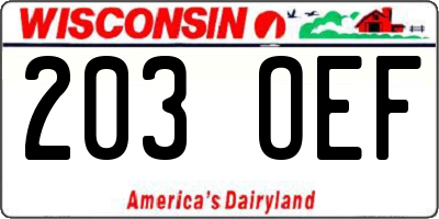WI license plate 203OEF