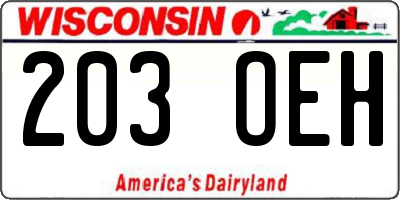 WI license plate 203OEH