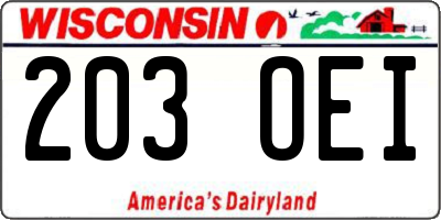 WI license plate 203OEI
