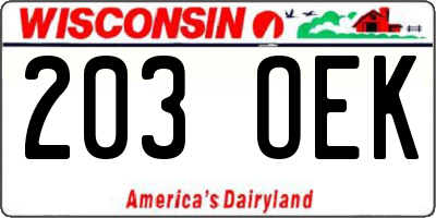 WI license plate 203OEK