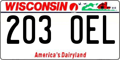 WI license plate 203OEL