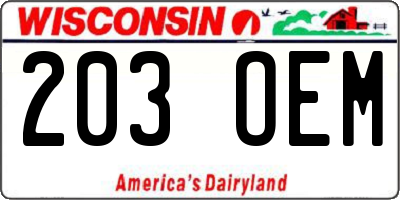 WI license plate 203OEM