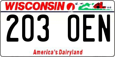 WI license plate 203OEN