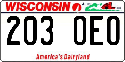 WI license plate 203OEO