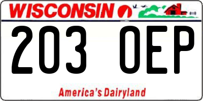 WI license plate 203OEP