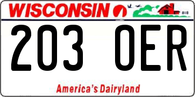 WI license plate 203OER