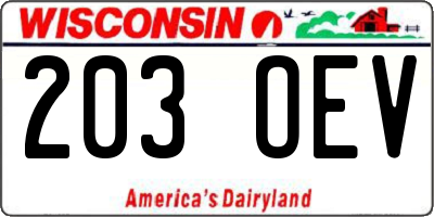 WI license plate 203OEV