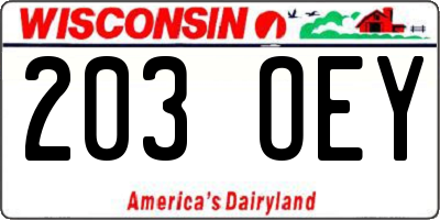 WI license plate 203OEY