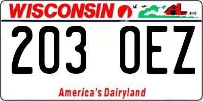 WI license plate 203OEZ