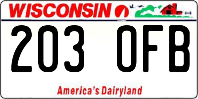 WI license plate 203OFB