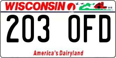 WI license plate 203OFD
