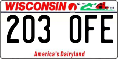 WI license plate 203OFE