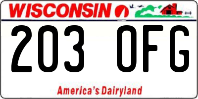 WI license plate 203OFG