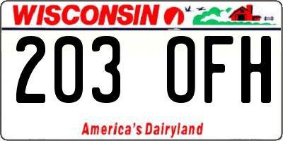 WI license plate 203OFH