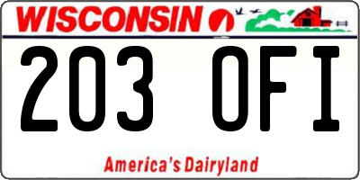 WI license plate 203OFI
