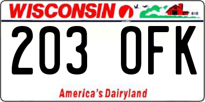 WI license plate 203OFK