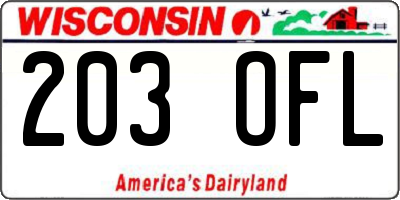 WI license plate 203OFL