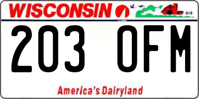 WI license plate 203OFM