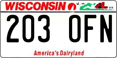 WI license plate 203OFN