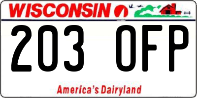 WI license plate 203OFP
