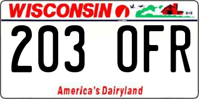 WI license plate 203OFR
