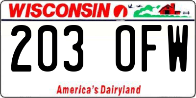 WI license plate 203OFW