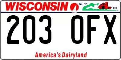 WI license plate 203OFX