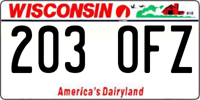 WI license plate 203OFZ
