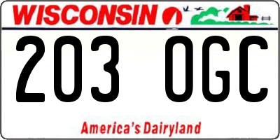 WI license plate 203OGC