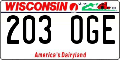 WI license plate 203OGE