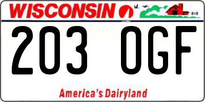 WI license plate 203OGF
