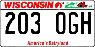 WI license plate 203OGH