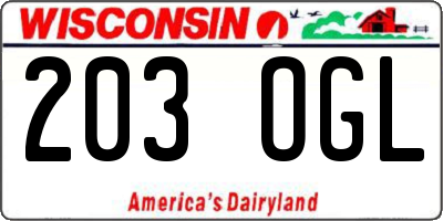 WI license plate 203OGL