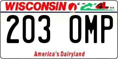 WI license plate 203OMP