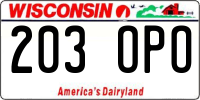 WI license plate 203OPO
