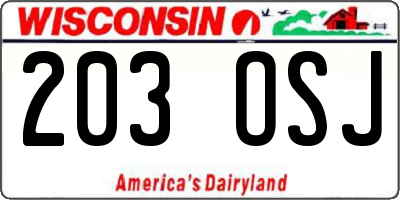 WI license plate 203OSJ