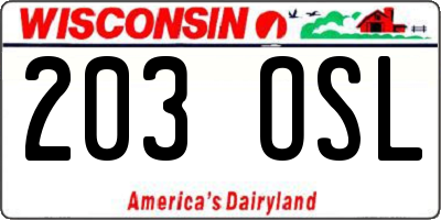 WI license plate 203OSL