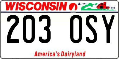 WI license plate 203OSY
