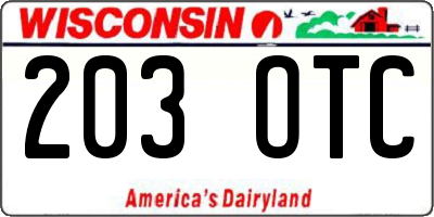 WI license plate 203OTC