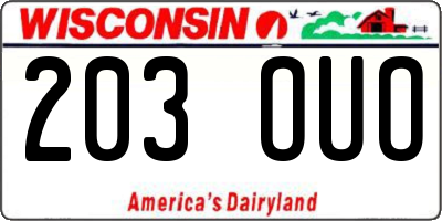 WI license plate 203OUO