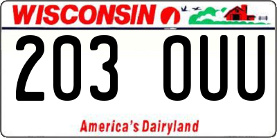WI license plate 203OUU