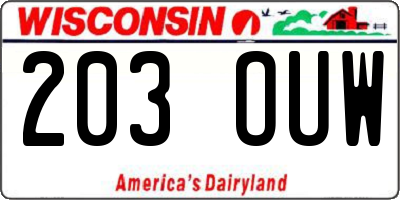 WI license plate 203OUW